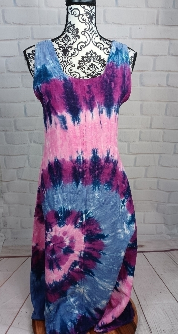 Dharma trading Co women's sleeveless tie dye maxi dress tie back size s/m b11